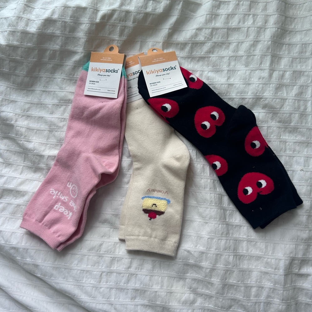 Colorful Sock Set - Pink, Cream, Black